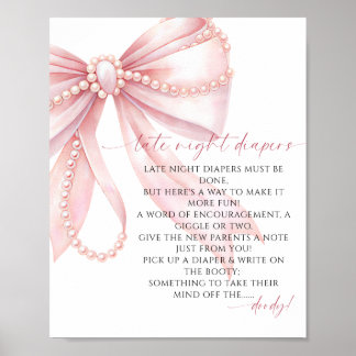 Luierposter Roze Parelboog Baby Shower 's Nachts Poster
