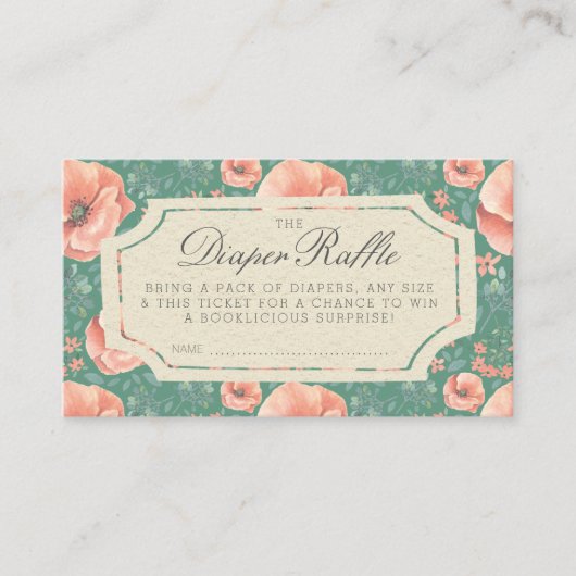 LUIERRAFFELTICKET | Storybook-Baby shower Informatiekaartje (Voorkant)