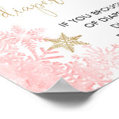 Luierraffinage roze goudsneeuwvlokken winter poster (Hoek)