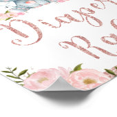 Luierraffle-bord Bloemige Olifant Baby Shower Poster (Hoek)