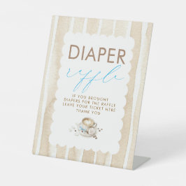 Luierraffle koffie jongen babyshower tafelbord reclamebord met voetstuk