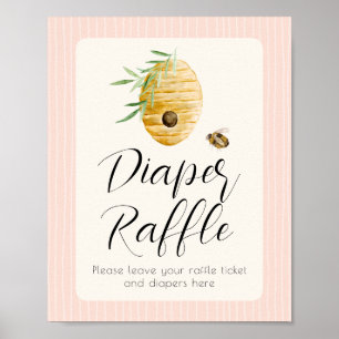 Luierraffle Moeder Bijenmeisje Baby Shower Bord Poster