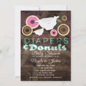 Luiers & Donuts Rustiek Houten Partij Baby shower Kaart (Voorkant)