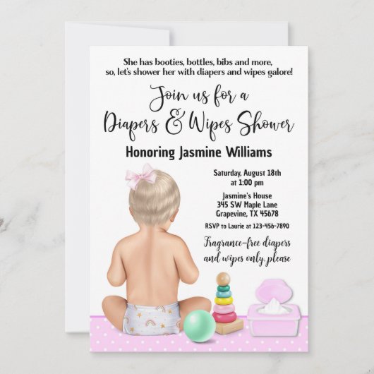 Luiers en babydoekjes babyshower kaart (Voorkant)