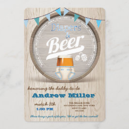 Luiers en Beer Boy Baby shower uitnodiging