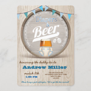 Luiers en Beer Boy Baby shower uitnodiging