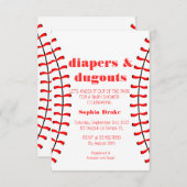 Luiers en Dugouts Honkbal Baby shower Invite Kaart (Voorkant / Achterkant)
