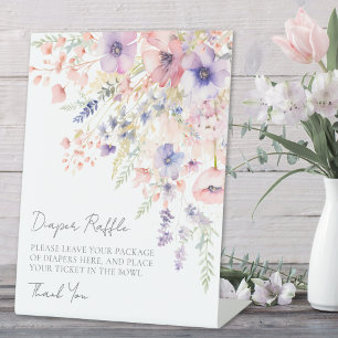 Luiers Lotterij Wildflower Bloemen Baby Shower Reclamebord Met Voetstuk