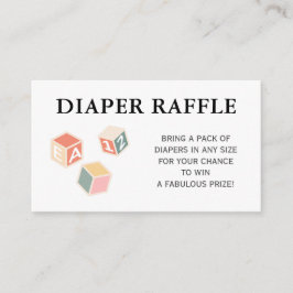 Luiers Raffel Ticket, Blokken Baby Shower Informatiekaartje