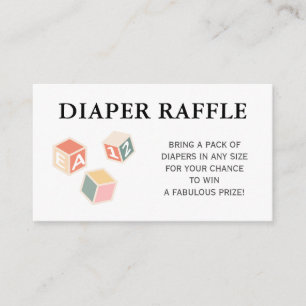 Luiers Raffel Ticket, Blokken Baby Shower Informatiekaartje