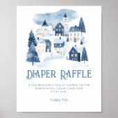 Luiers raffle Kerst dorp Winter Baby Shower Poster (Voorkant)