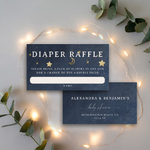 Luiers Raffle Maan Sterrennacht Blauwe Baby Shower Informatiekaartje