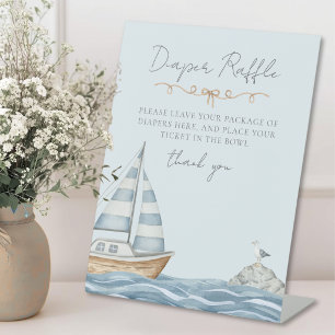 Luiers Raffle Nautische Baby Shower Reclamebord Met Voetstuk