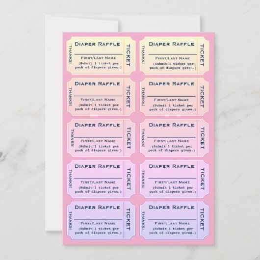 Luiers Raffle Tickets Kaart (Voorkant)