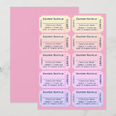 Luiers Raffle Tickets Kaart (Voorkant / Achterkant)