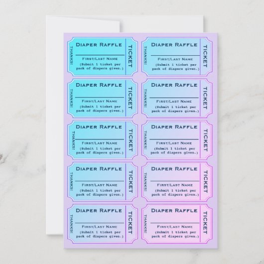 Luiers Raffle Tickets Kaart (Voorkant)