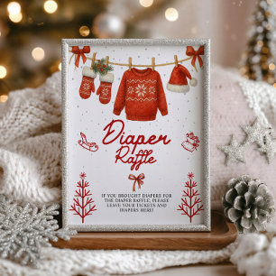 Luiers raffle Winter Kerstman Bord Foto Afdruk