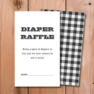 Luierscheur Black Plaid Baby shower Informatiekaartje