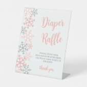 Luiersloterij Sneeuwvlokje Winter Baby Shower Reclamebord Met Voetstuk (Voorkant)