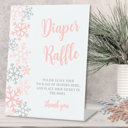 Luiersloterij Sneeuwvlokje Winter Baby Shower Reclamebord Met Voetstuk