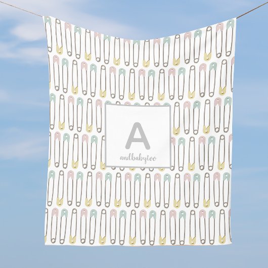 Luierspeldenpatroon Monogram Fleece Deken