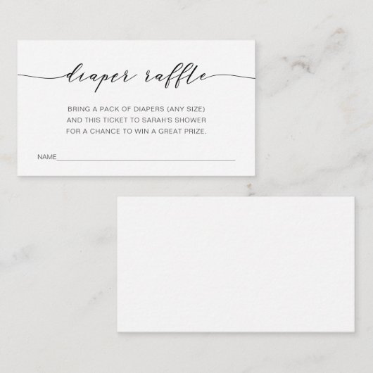 Luierspoelkaartje voor Baby shower Informatiekaartje (Voorkant / Achterkant)