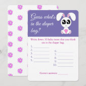 Luiertas, Baby shower Game Kaart Flyer, Konijn (Voorkant / Achterkant)