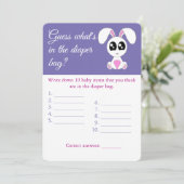Luiertas, Baby shower Game Kaart Flyer, Konijn (Staand voorkant)