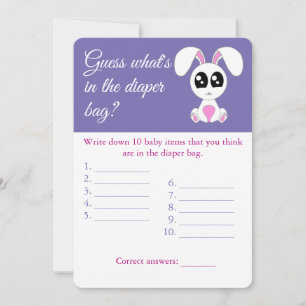 Luiertas, Baby shower Game Kaart Flyer, Konijn