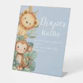 luierverloting baby shower Oerwoud Safari Dieren Reclamebord Met Voetstuk (Voorkant)