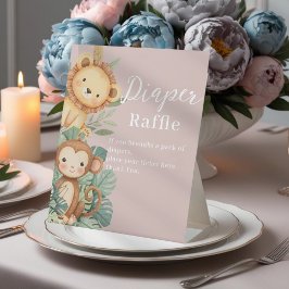 luierverloting baby shower Oerwoud Safari Dieren Reclamebord Met Voetstuk