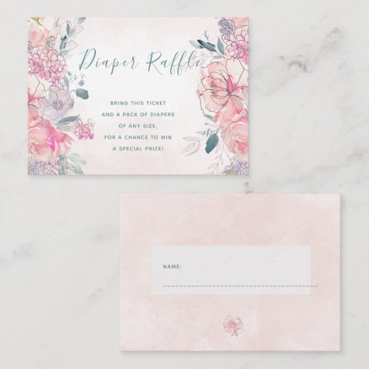 Luierverloting blozen rozen baby shower inzetkaart informatiekaartje (Voorkant / Achterkant)