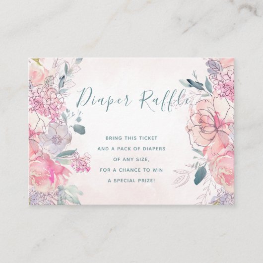 Luierverloting blozen rozen baby shower inzetkaart informatiekaartje (Voorkant)