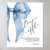Luierverloting Blue Bow babyshower Poster (Voorkant)