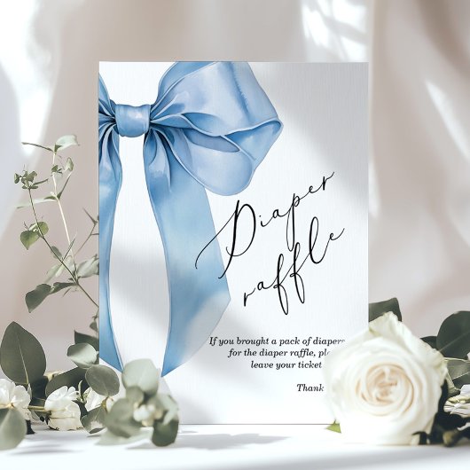 Luierverloting Blue Bow babyshower Poster
