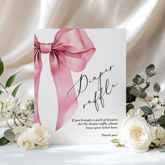 Luierverloting Roze Boog meisje baby shower Poster