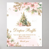 Luierverloting roze gouden kerstboom Baby shower Poster (Voorkant)