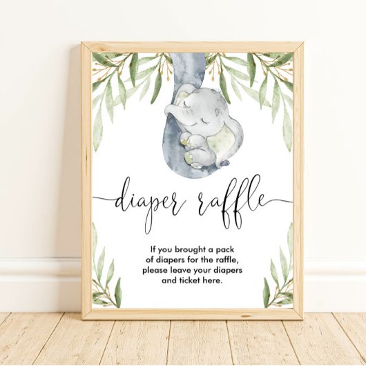 Luierverloting teken olifant safari baby shower poster