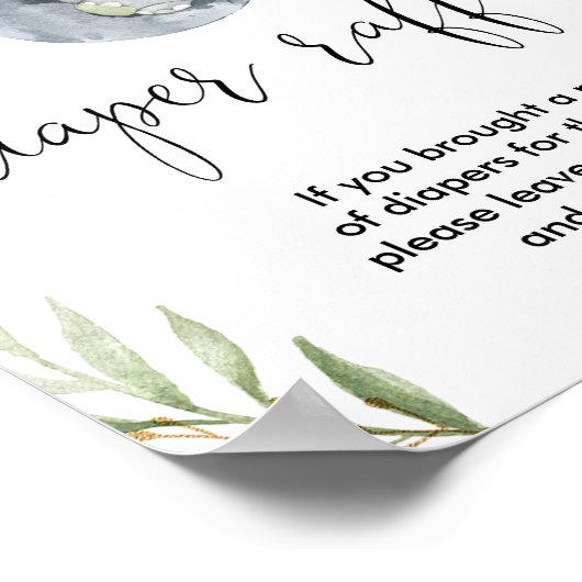 Luierverloting teken olifant safari baby shower poster (Hoek)