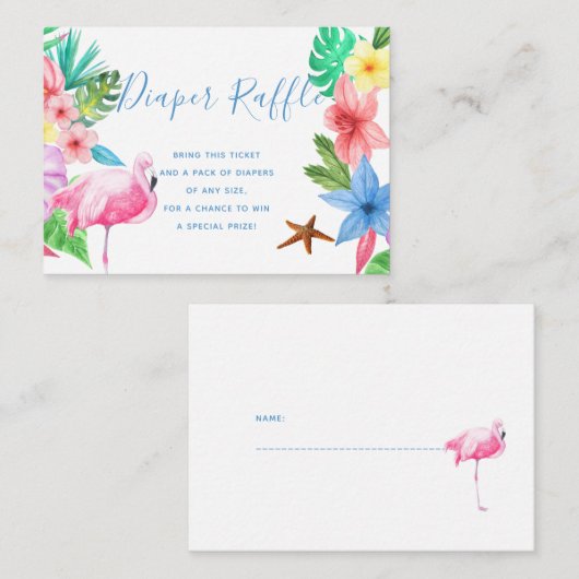 Luierverloting Tropisch baby shower inzetkaart Informatiekaartje (Voorkant / Achterkant)