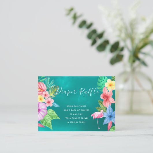 Luierverloting Tropisch baby shower inzetkaart Informatiekaartje (Staand voorkant)