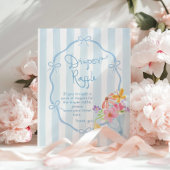 Luierverloting Whimsical Blue stripes Baby shower Poster