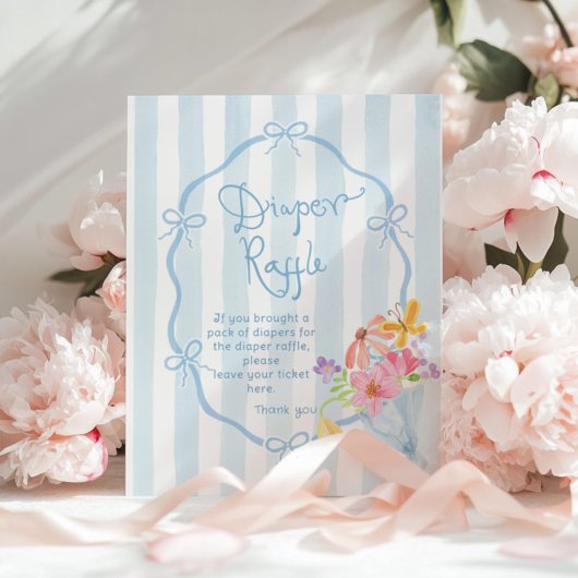 Luierverloting Whimsical Blue stripes Baby shower Poster