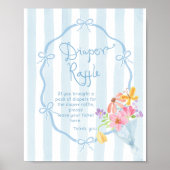 Luierverloting Whimsical Blue stripes Baby shower Poster (Voorkant)