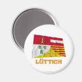 Luik Zwaaiende Vlag met Naam (Duits) Magneet (Voorkant / Achterkant)