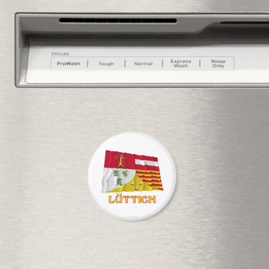Luik Zwaaiende Vlag met Naam (Duits) Magneet (Insitu (Vaatwasser))
