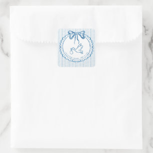 Luimige Blauwe Aquarel Lint Streep Baby Borrel Vierkante Sticker