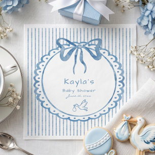 Luimige Blauwe Aquarel Strik Babyshower Servet