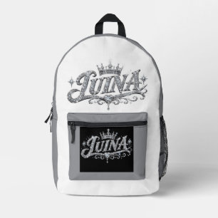 LUINA Luxe Diamanten Kroon Met Naam Geschenk Bedrukte Rugzak