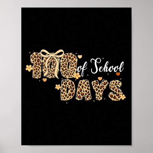 Luipaard 100 dagen school grappige kinderen lerare poster (Voorkant)